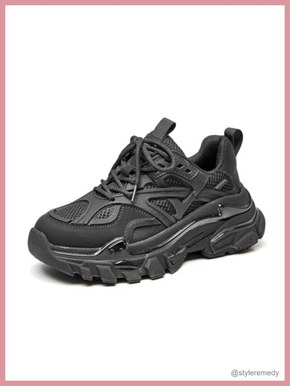 Chunky Platform Lace-Up Fashion Sneakers Mesh Synthetic Upper